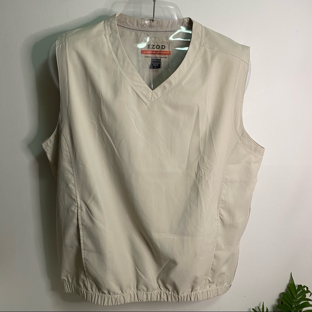 Vintage IZOD X-Treme Function Golfwear Beige Pullover Vneck Vest Large